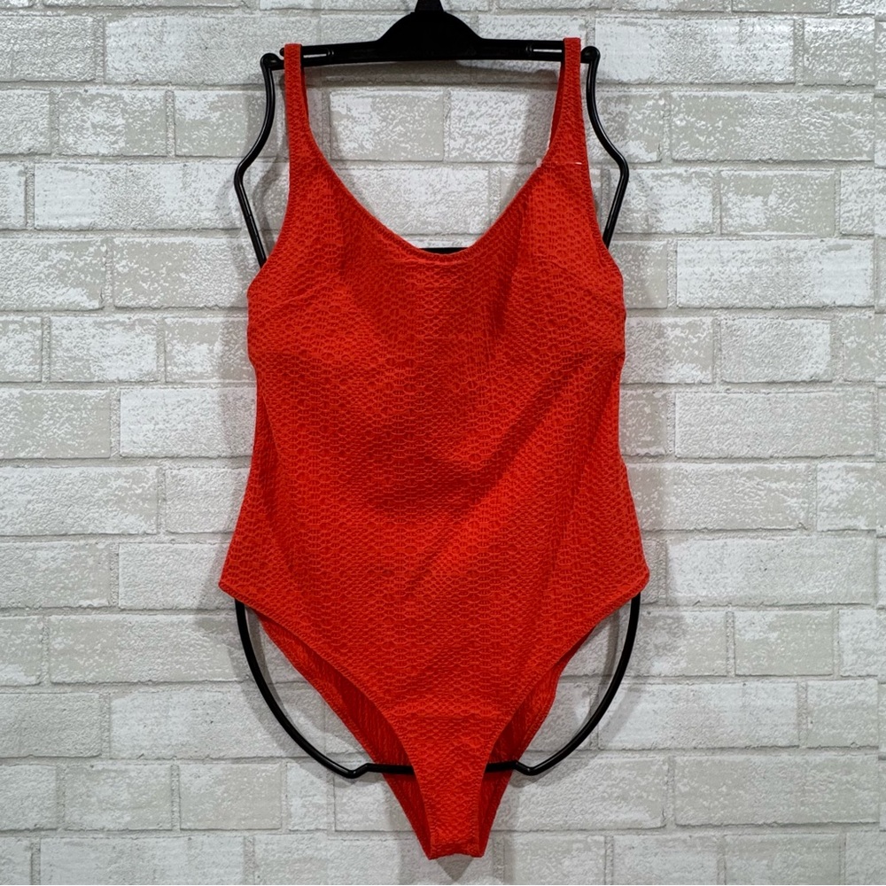 LISA MARIE FERNANDEZ the marilyn maillot in tomato seersucker - Size - 10